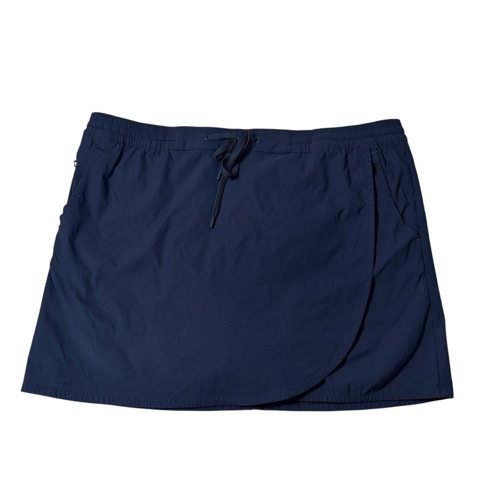 Eddie Bauer XL Navy Blue Wrap Front Skort Active Hiking Travel Elastic Waist